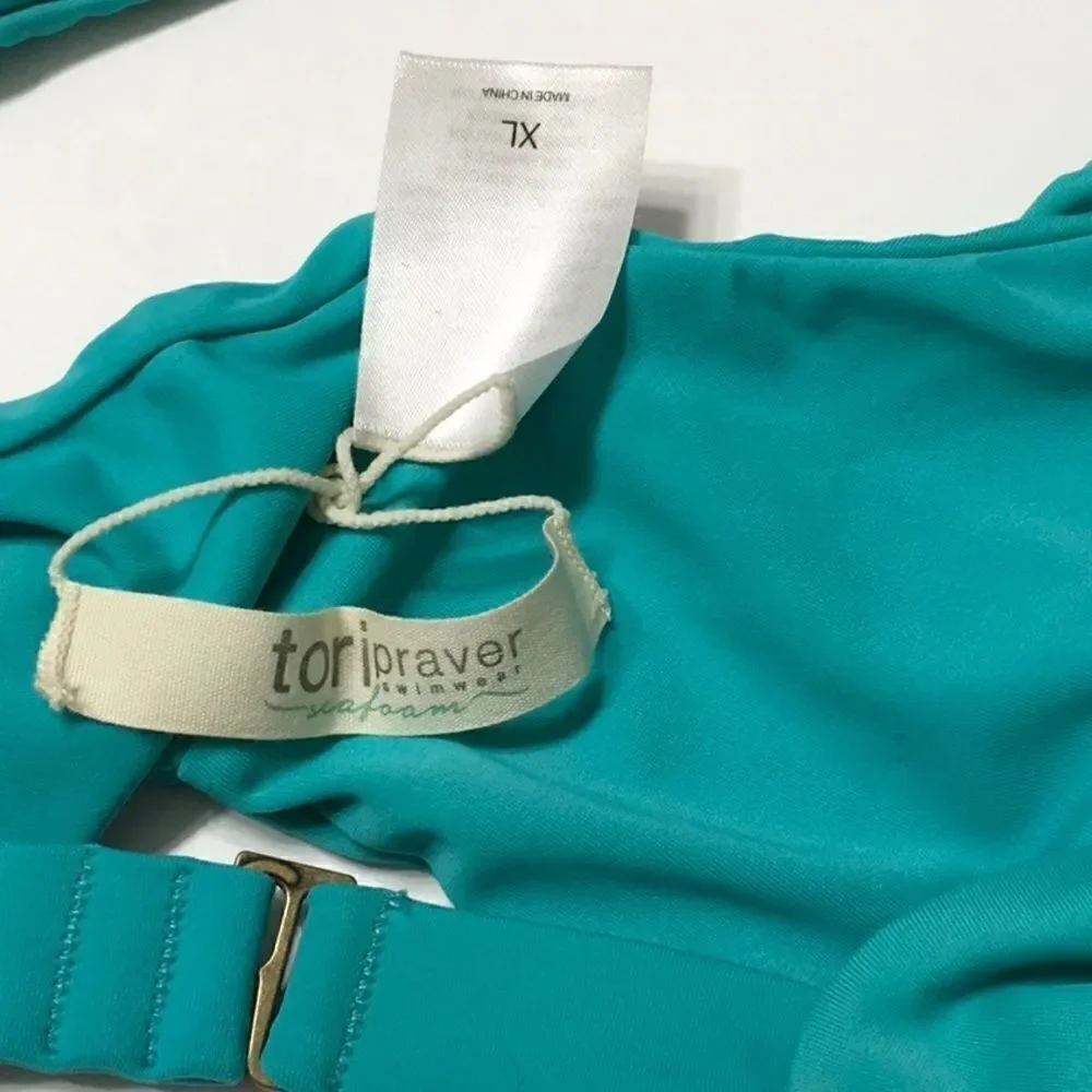 Smocked seafoam green bikini top. NWOT
